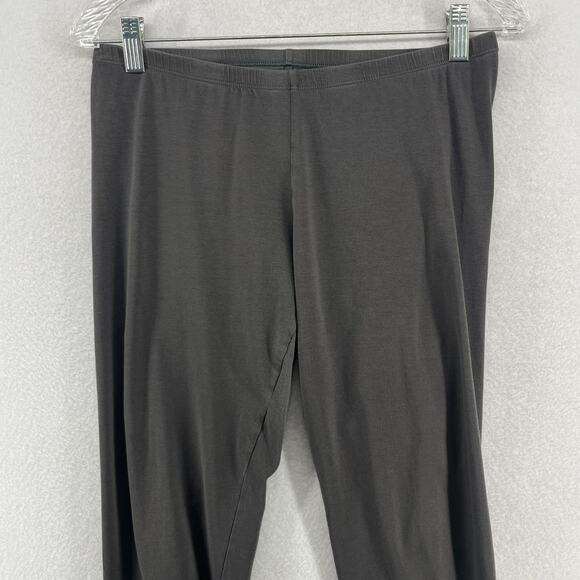 EILEEN FISHER Leggings M Stretch Organic Cotton Jersey Cropped Pull On Gray USA - Picture 3 of 12